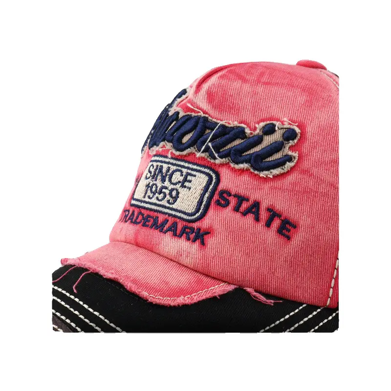 Men Korean Style Retro Washed Baseball Cap Pink Blue - Image 10