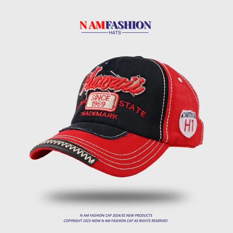 Men Korean Style Retro Washed Baseball Cap Pink Blue — feature 10