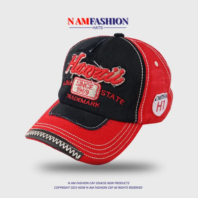 Men Korean Style Retro Washed Baseball Cap Pink Blue — feature 15