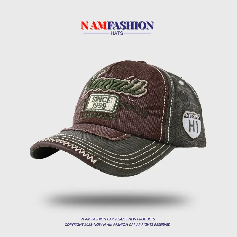 Men Korean Style Retro Washed Baseball Cap Pink Blue — feature 6