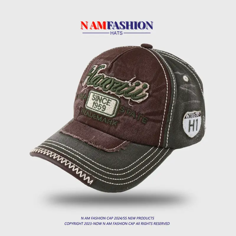 Men Korean Style Retro Washed Baseball Cap Pink Blue - Image 4