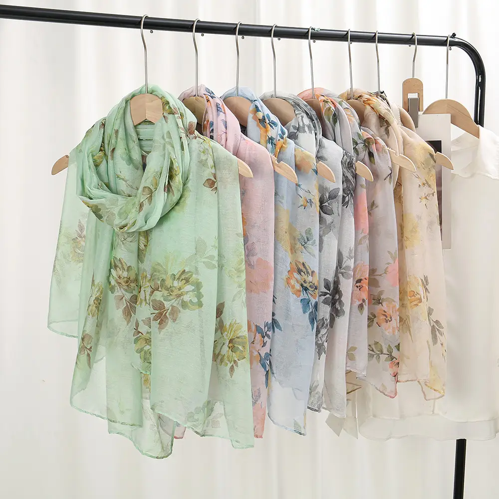 Silk Floral Scarf for Women Large Size Shawl - Image 8