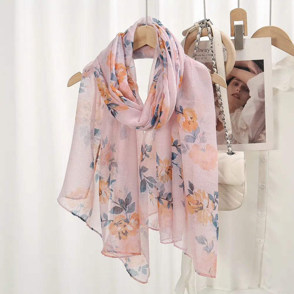 Silk Floral Scarf for Women Large Size Shawl — feature 11