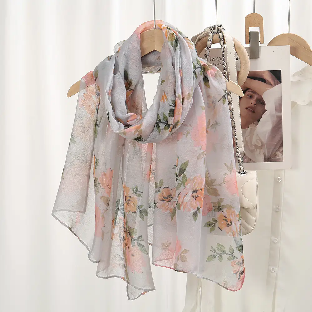 Silk Floral Scarf for Women Large Size Shawl — feature 13