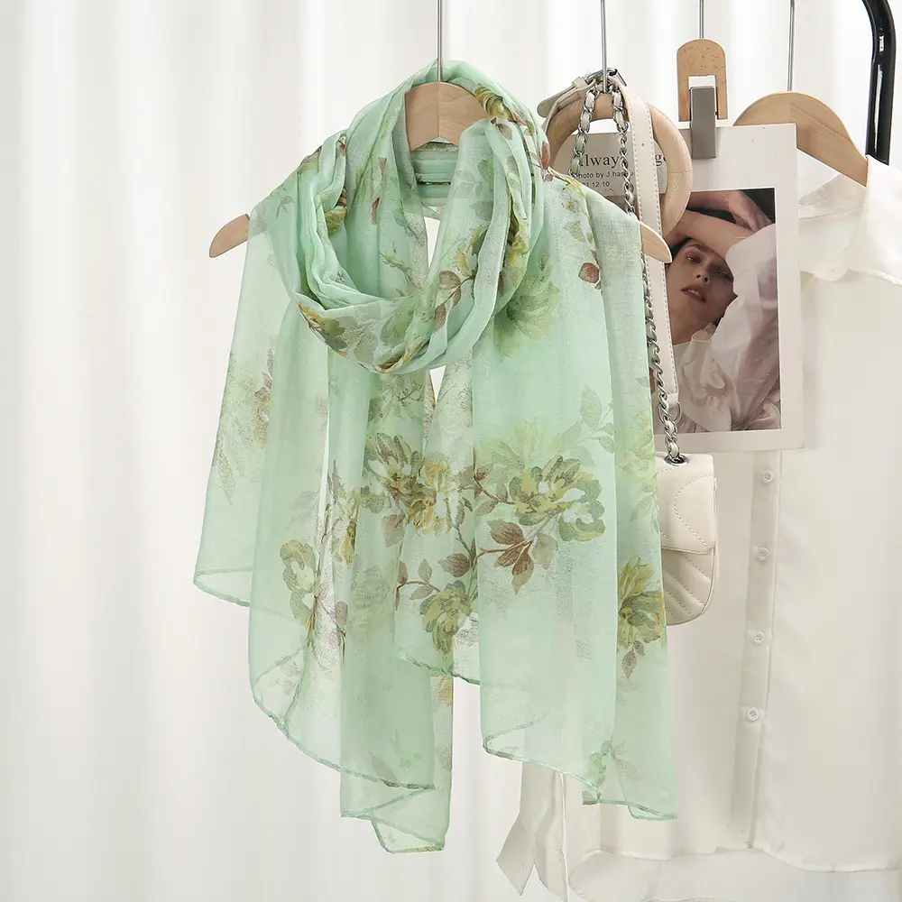 Silk Floral Scarf for Women Large Size Shawl — feature 7