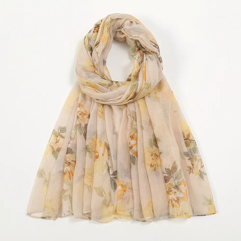 Silk Floral Scarf for Women Large Size Shawl - Image 4