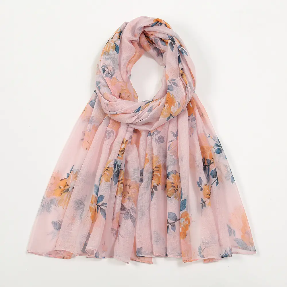 Silk Floral Scarf for Women Large Size Shawl - Image 5