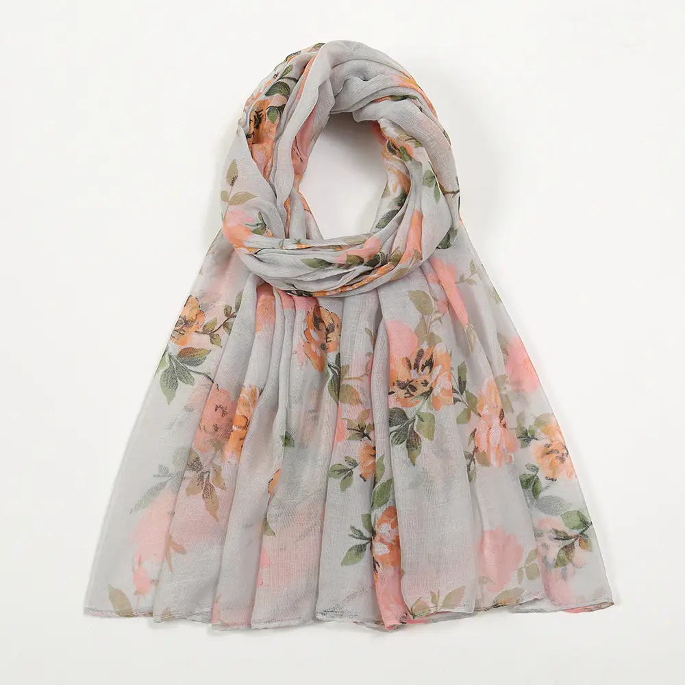 Silk Floral Scarf for Women Large Size Shawl - Image 6