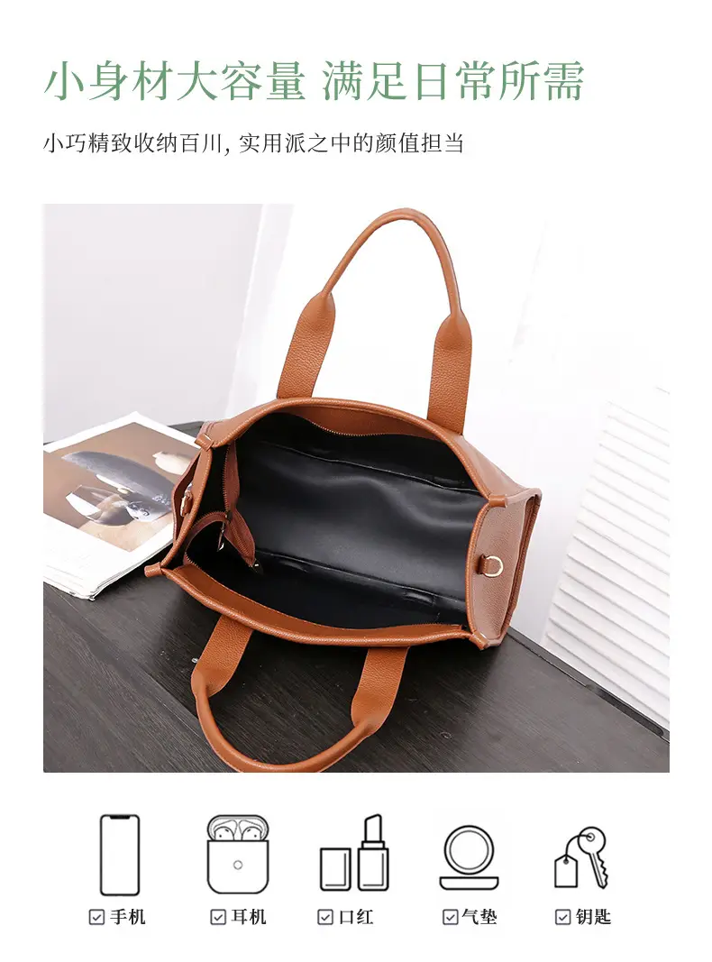 High-end Korean Letter Tote Bag Beige Lightweight Shoulder Bag — feature 10
