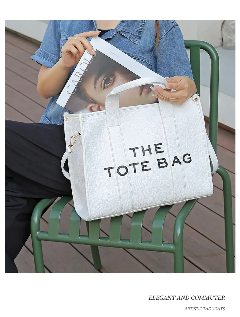 High-end Korean Letter Tote Bag Beige Lightweight Shoulder Bag — feature 5