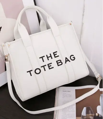 High-end Korean Letter Tote Bag Beige Lightweight Shoulder Bag - Image 7