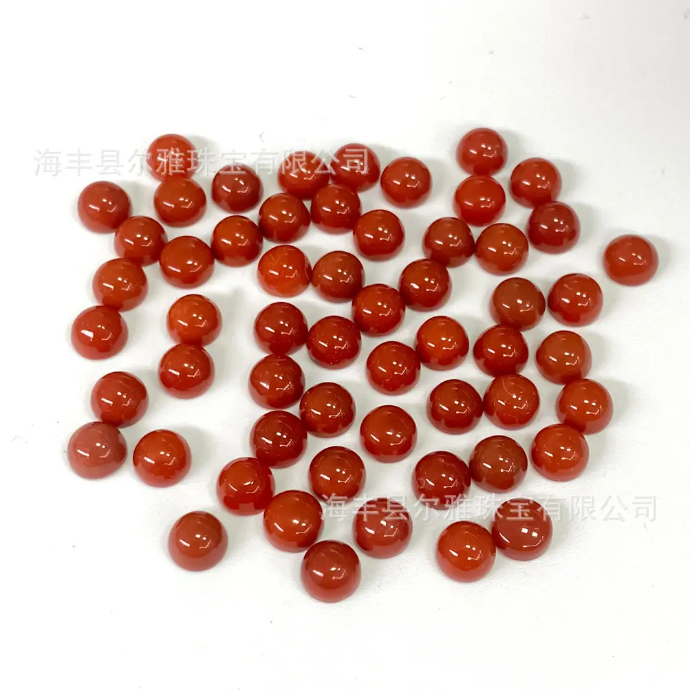 Natural South Red Round Beads Face Ring Earrings - Image 2