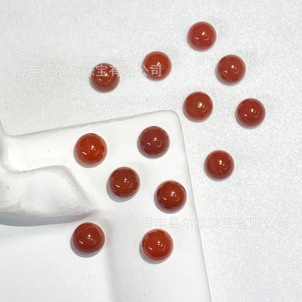 Natural South Red Round Beads Face Ring Earrings - Image 3
