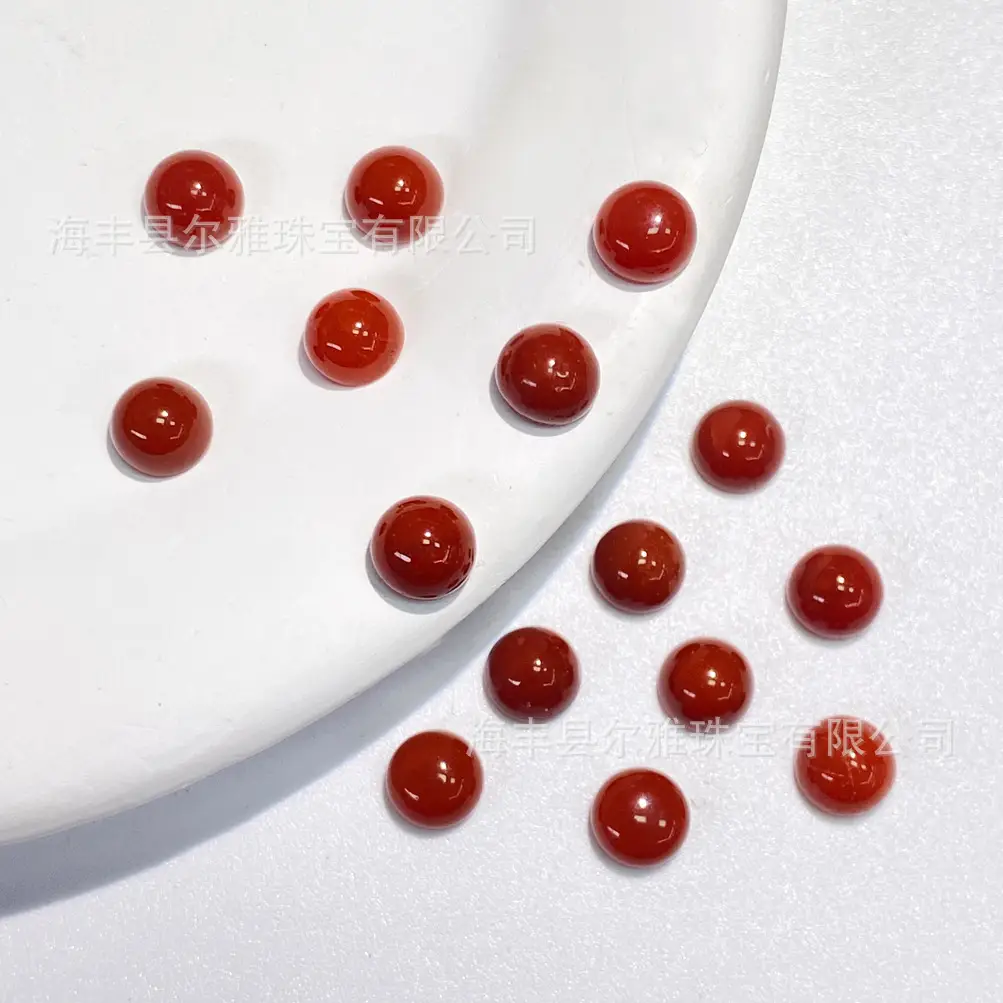 Natural South Red Round Beads Face Ring Earrings - Image 4