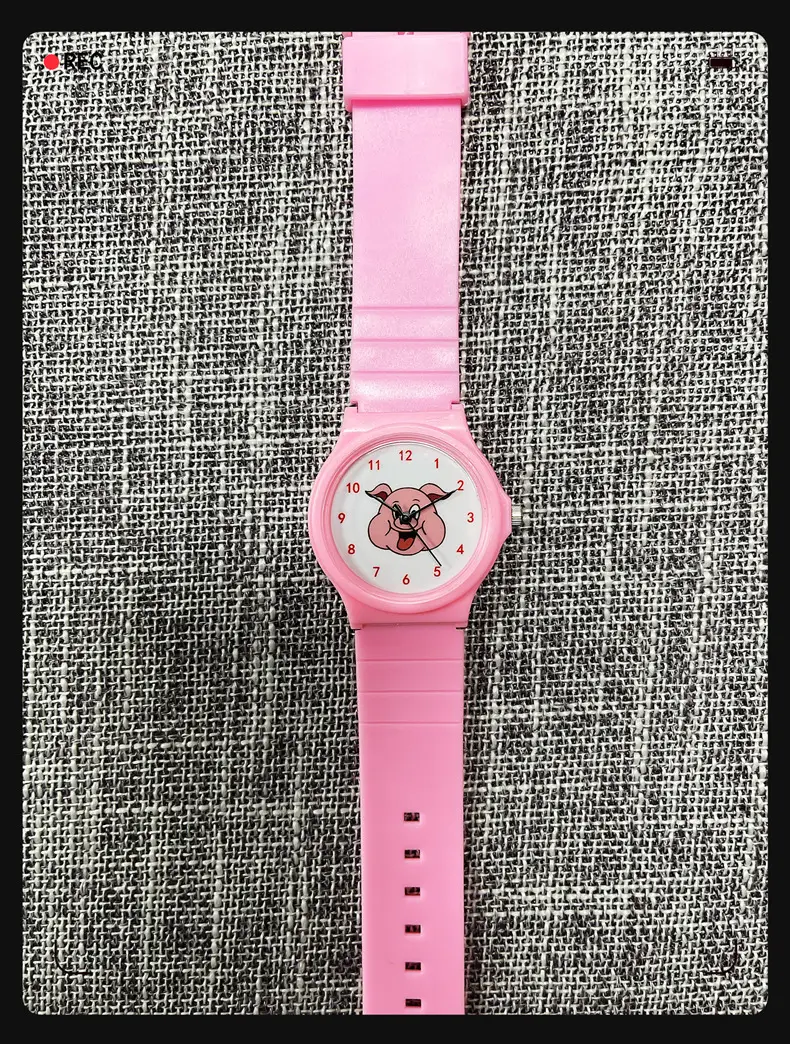 Pink Cartoon Watch for Kids with Pig Design — feature 1