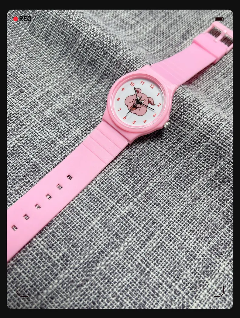 Pink Cartoon Watch for Kids with Pig Design — feature 8