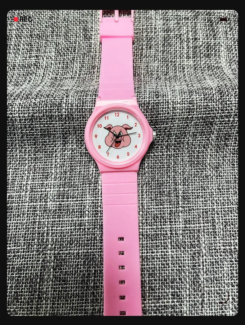 Pink Cartoon Watch for Kids with Pig Design — feature 9