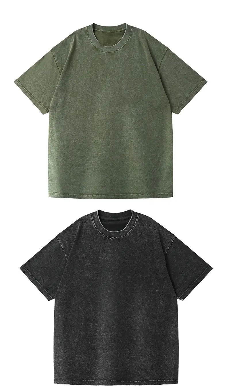 Distressed Cotton T-Shirt Brown Round Neck Wash Thickened — feature 6
