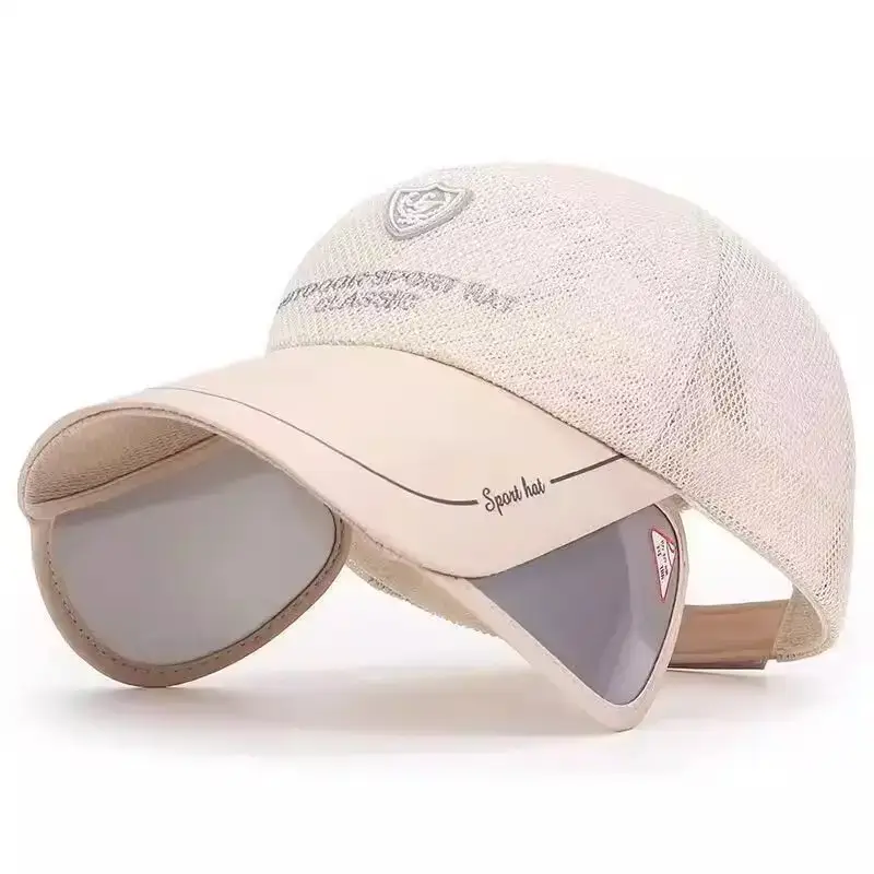Men's Black Mesh Sun Hat with UV400 Lens - Image 4