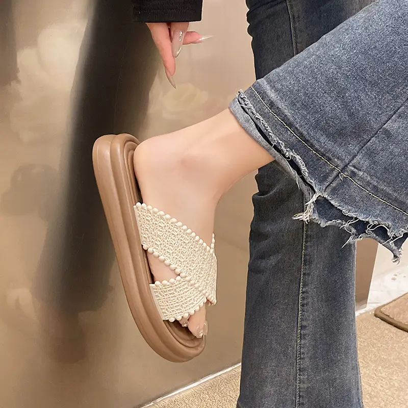 Cross slippers sandals women's net 2025 new summer can be outside fashion thick bottom infrared beach Joker slippers wholesale - Image 8