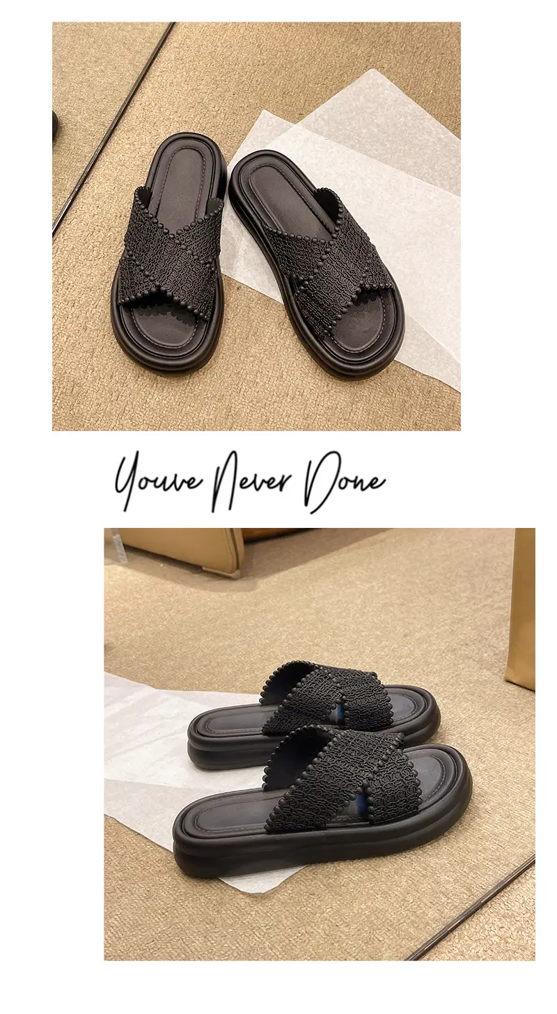Cross slippers sandals women's net 2025 new summer can be outside fashion thick bottom infrared beach Joker slippers wholesale — feature 13