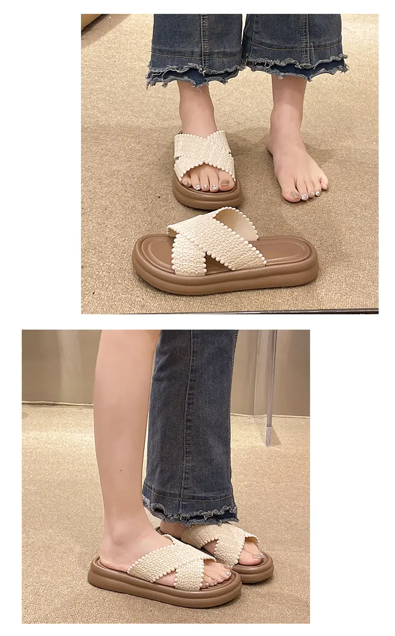 Cross slippers sandals women's net 2025 new summer can be outside fashion thick bottom infrared beach Joker slippers wholesale — feature 7