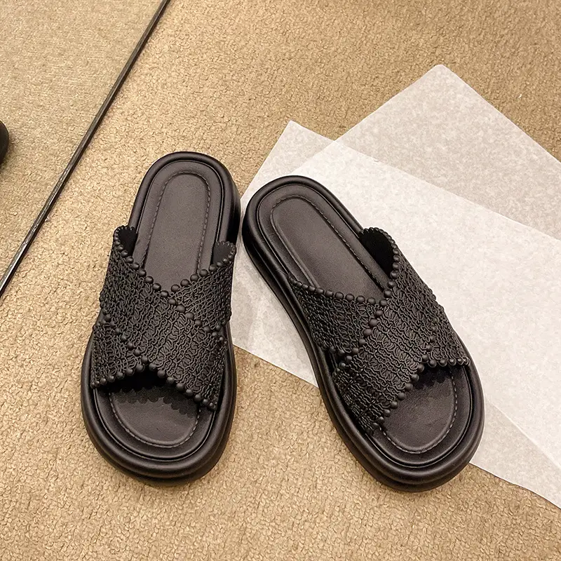 Cross slippers sandals women's net 2025 new summer can be outside fashion thick bottom infrared beach Joker slippers wholesale - Image 3