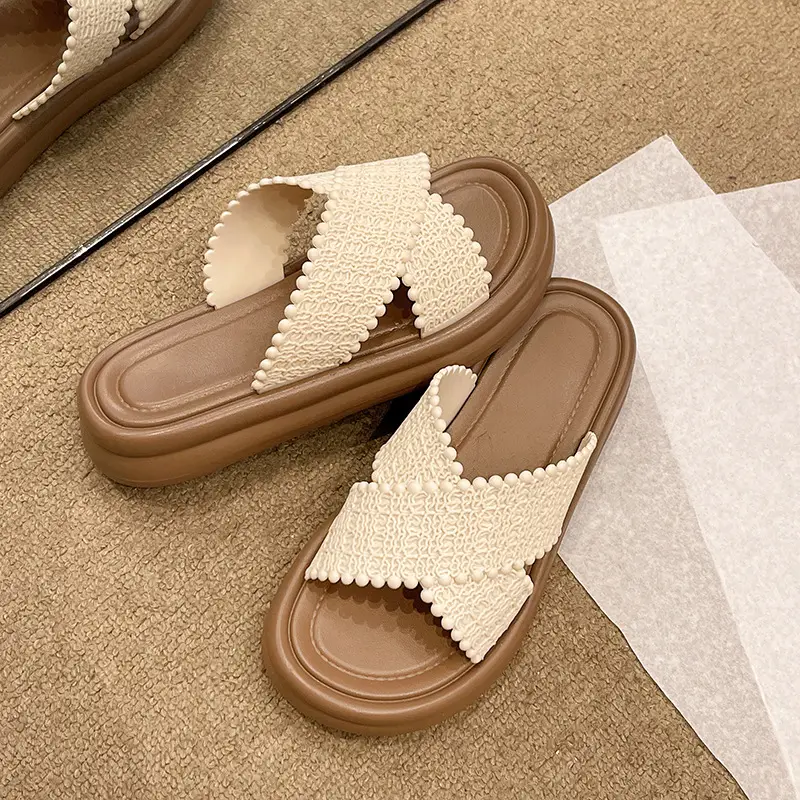 Cross slippers sandals women's net 2025 new summer can be outside fashion thick bottom infrared beach Joker slippers wholesale - Image 4