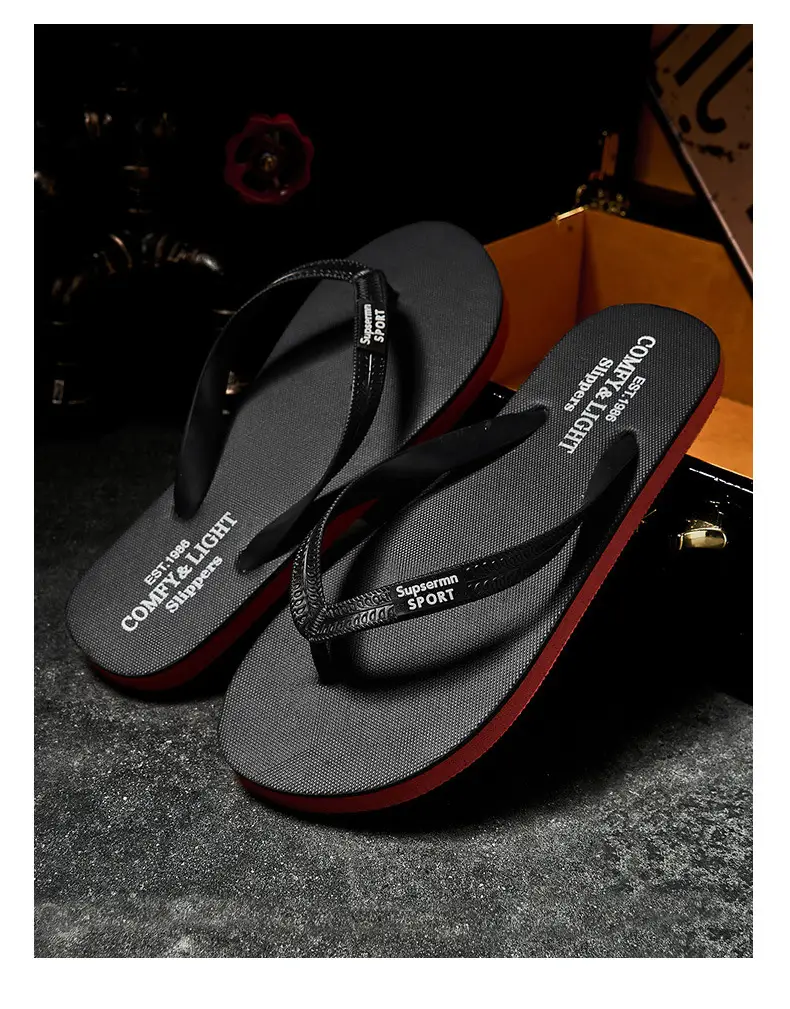 Cross-Border Large Size Korean Style Fashionable Men's Flip-Flops Summer Flip-Flops Men's Beach Shoes Trendy Lazy Flip-Flops — feature 10