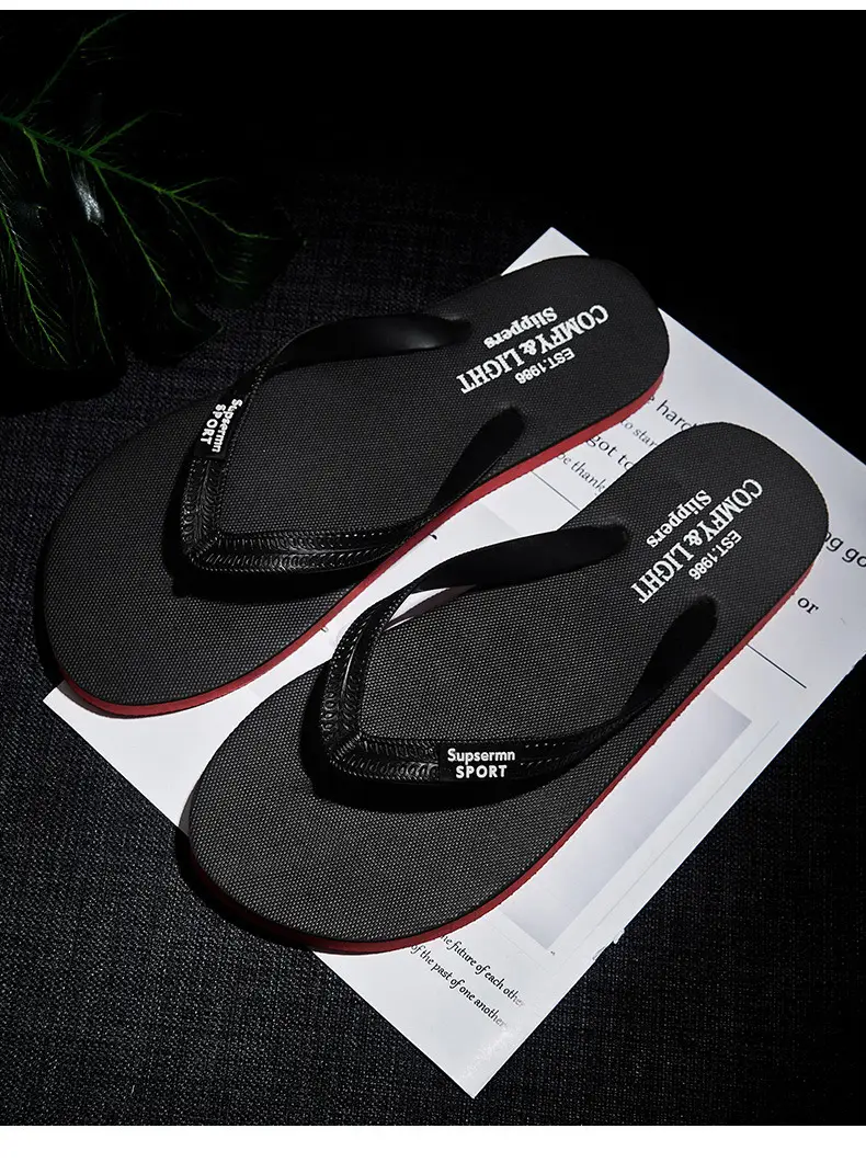 Cross-Border Large Size Korean Style Fashionable Men's Flip-Flops Summer Flip-Flops Men's Beach Shoes Trendy Lazy Flip-Flops — feature 12
