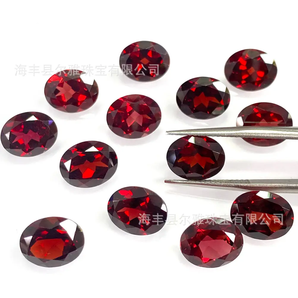 Red Facet Egg Shaped Garnet Rings Set - Image 2