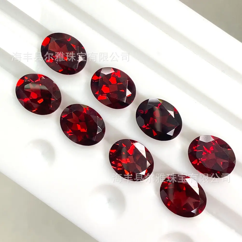 Red Facet Egg Shaped Garnet Rings Set - Image 3
