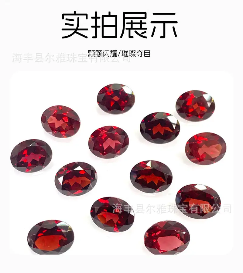 Red Facet Egg Shaped Garnet Rings Set — feature 9