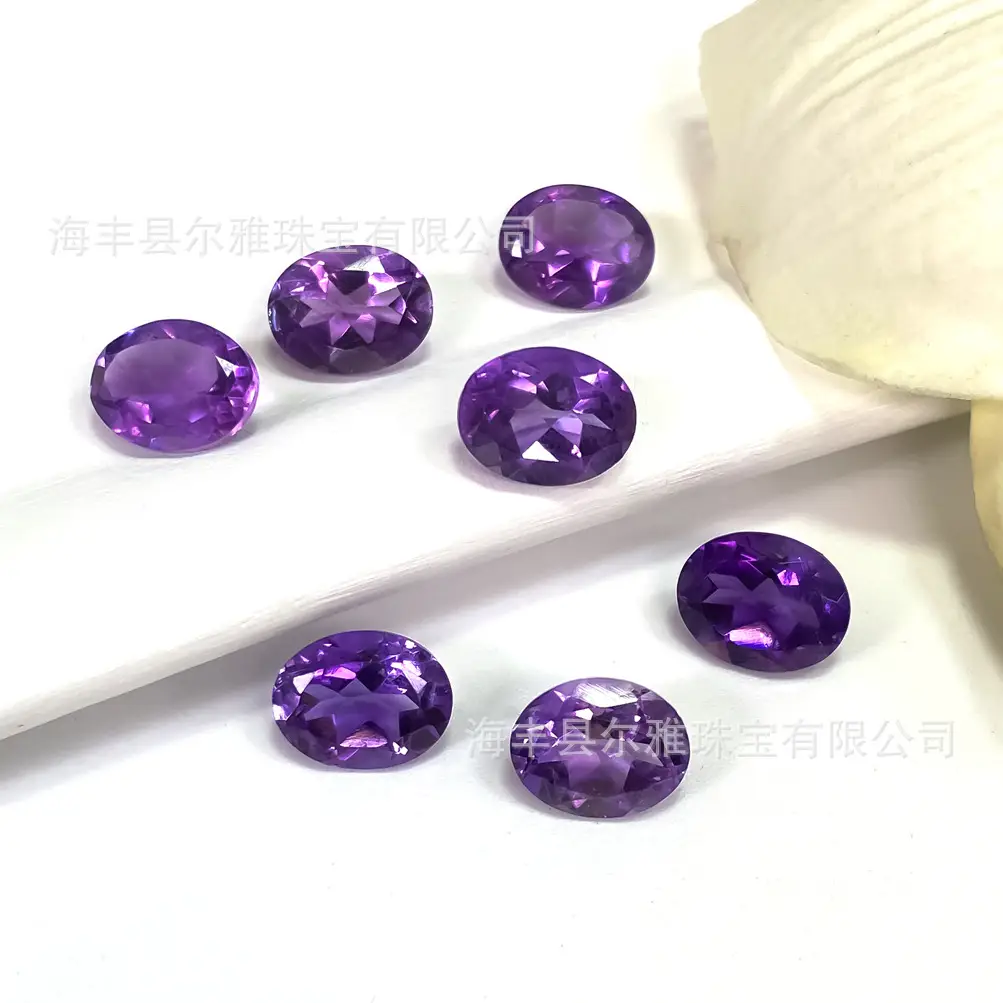 Natural Purple Oval Egg Stone Earrings Pendant Set - Image 3