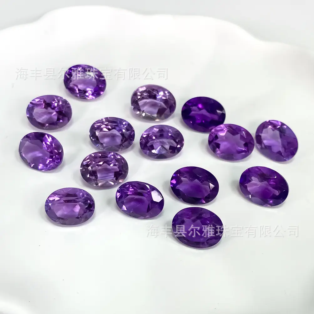 Natural Purple Oval Egg Stone Earrings Pendant Set - Image 4