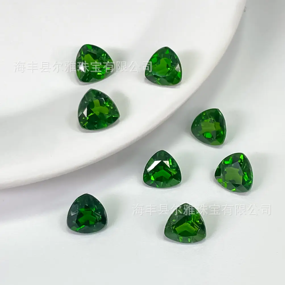 Natural Green Cabochon Triangular Stone Ring Pendant - Image 2