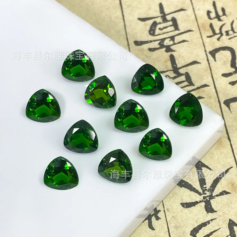 Natural Green Cabochon Triangular Stone Ring Pendant - Image 3