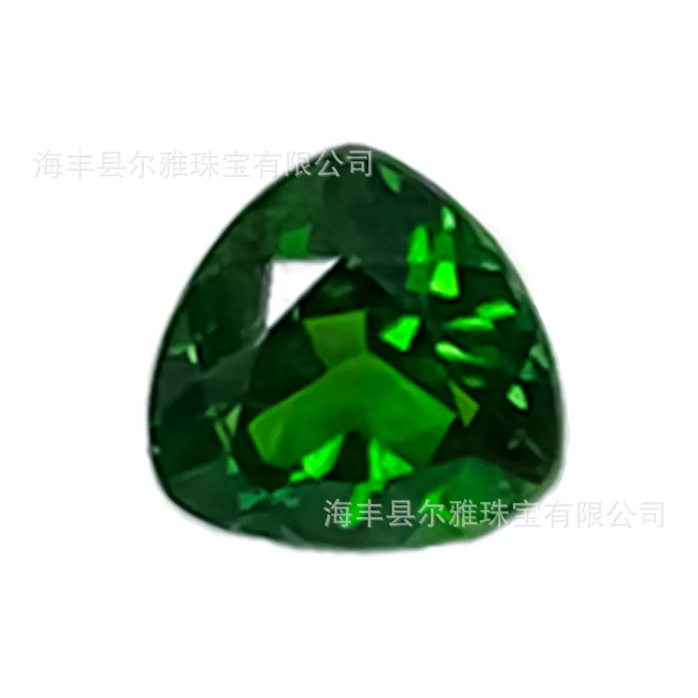 Natural Green Cabochon Triangular Stone Ring Pendant - Image 5