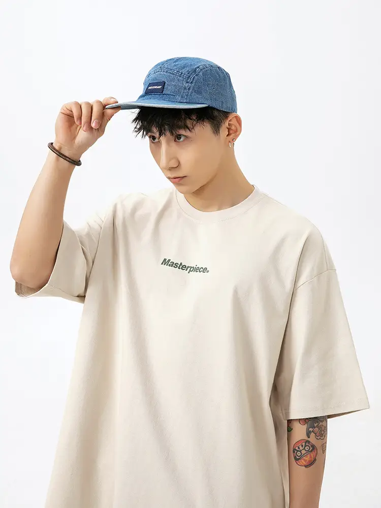 Hanlu Pure Cotton Letter Print T-Shirt for Men Women - Image 6