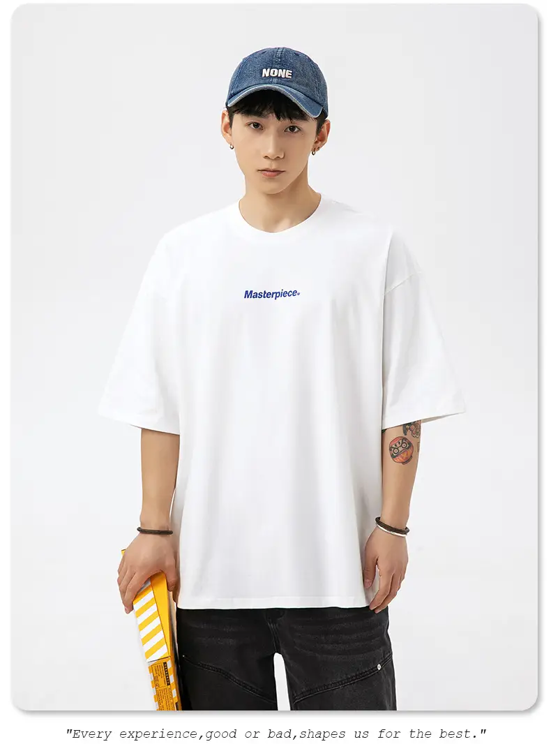 Hanlu Pure Cotton Letter Print T-Shirt for Men Women — feature 14