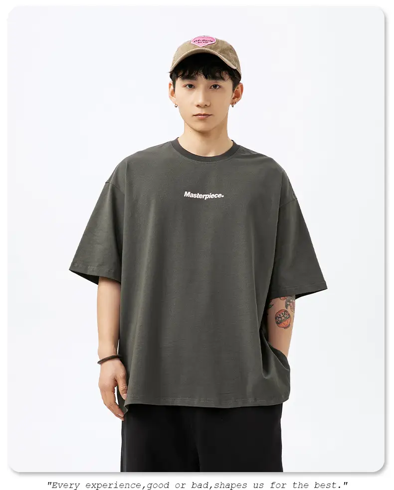 Hanlu Pure Cotton Letter Print T-Shirt for Men Women — feature 16