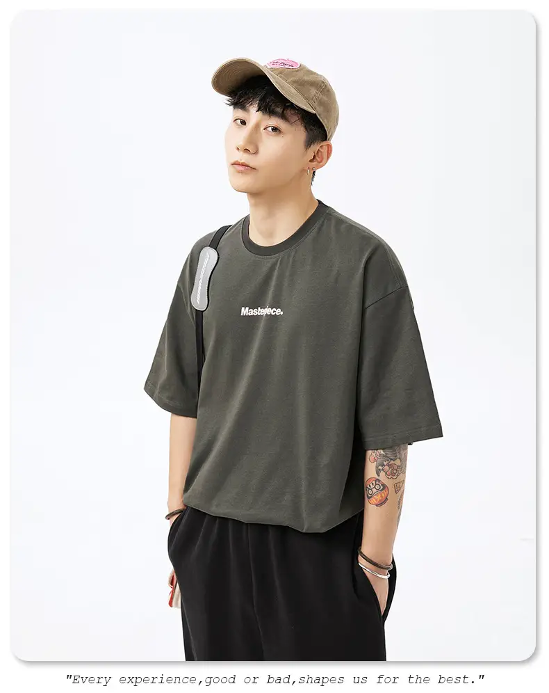 Hanlu Pure Cotton Letter Print T-Shirt for Men Women — feature 17
