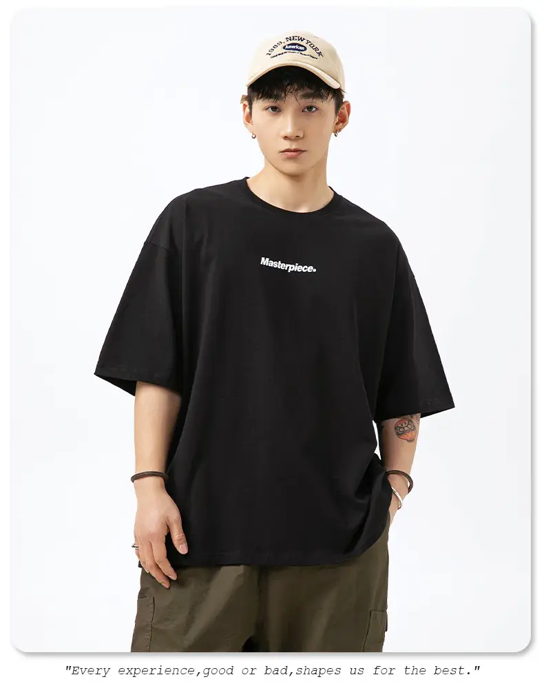 Hanlu Pure Cotton Letter Print T-Shirt for Men Women — feature 20