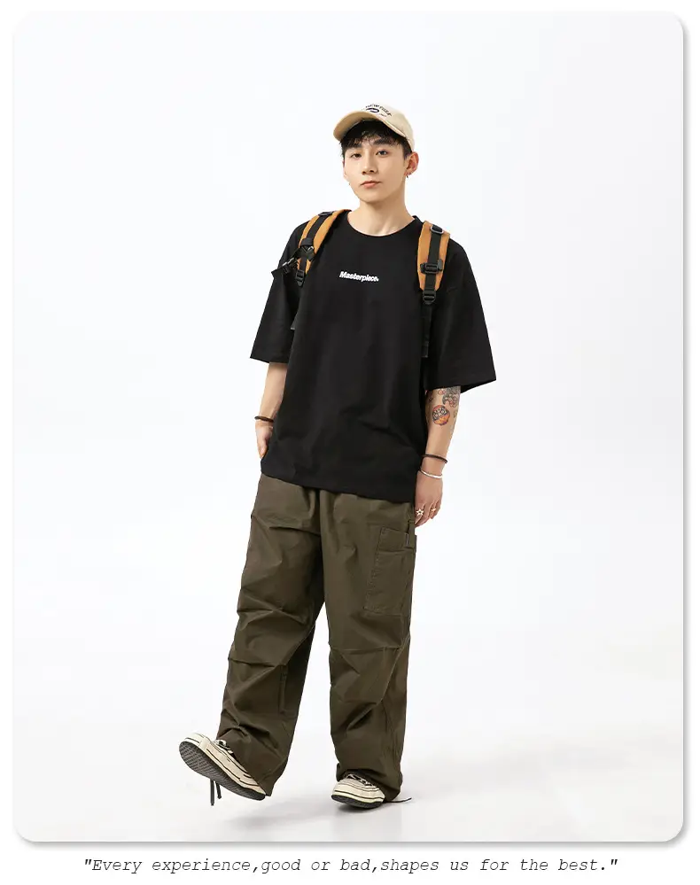 Hanlu Pure Cotton Letter Print T-Shirt for Men Women — feature 21