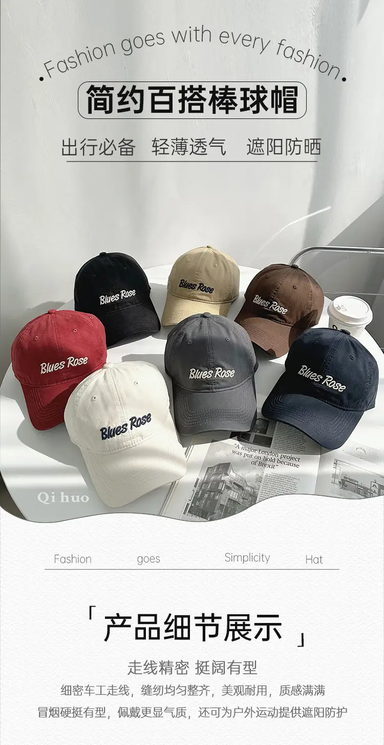 Black Embroidered Baseball Cap for Men Women — feature 36