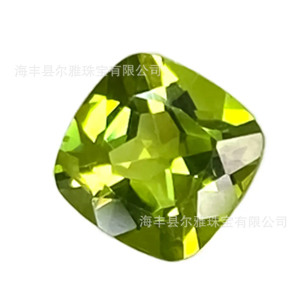 Peridot Fat Square Faceted Ring with Green Gemstone Inlay - Image 5