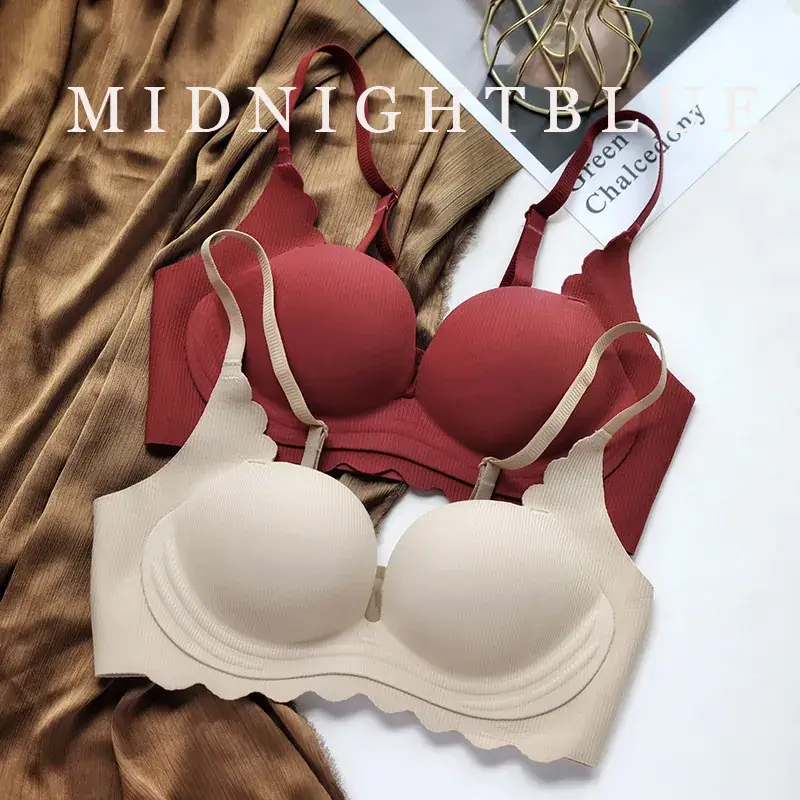 Women's Red Push Up Bra Wireless Anti Sagging - Image 5