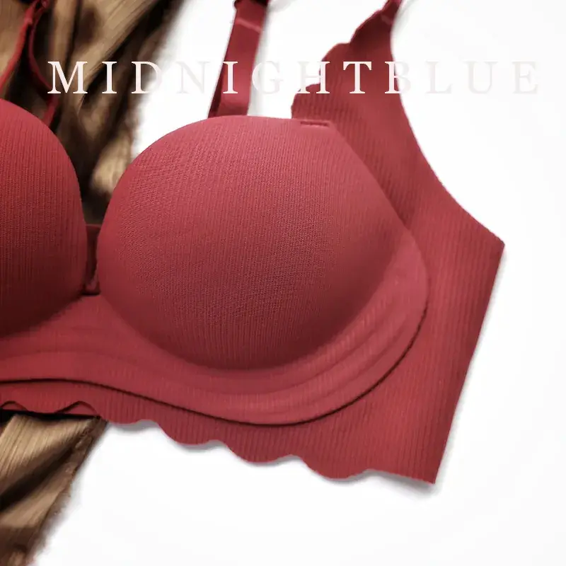 Women's Red Push Up Bra Wireless Anti Sagging - Image 7