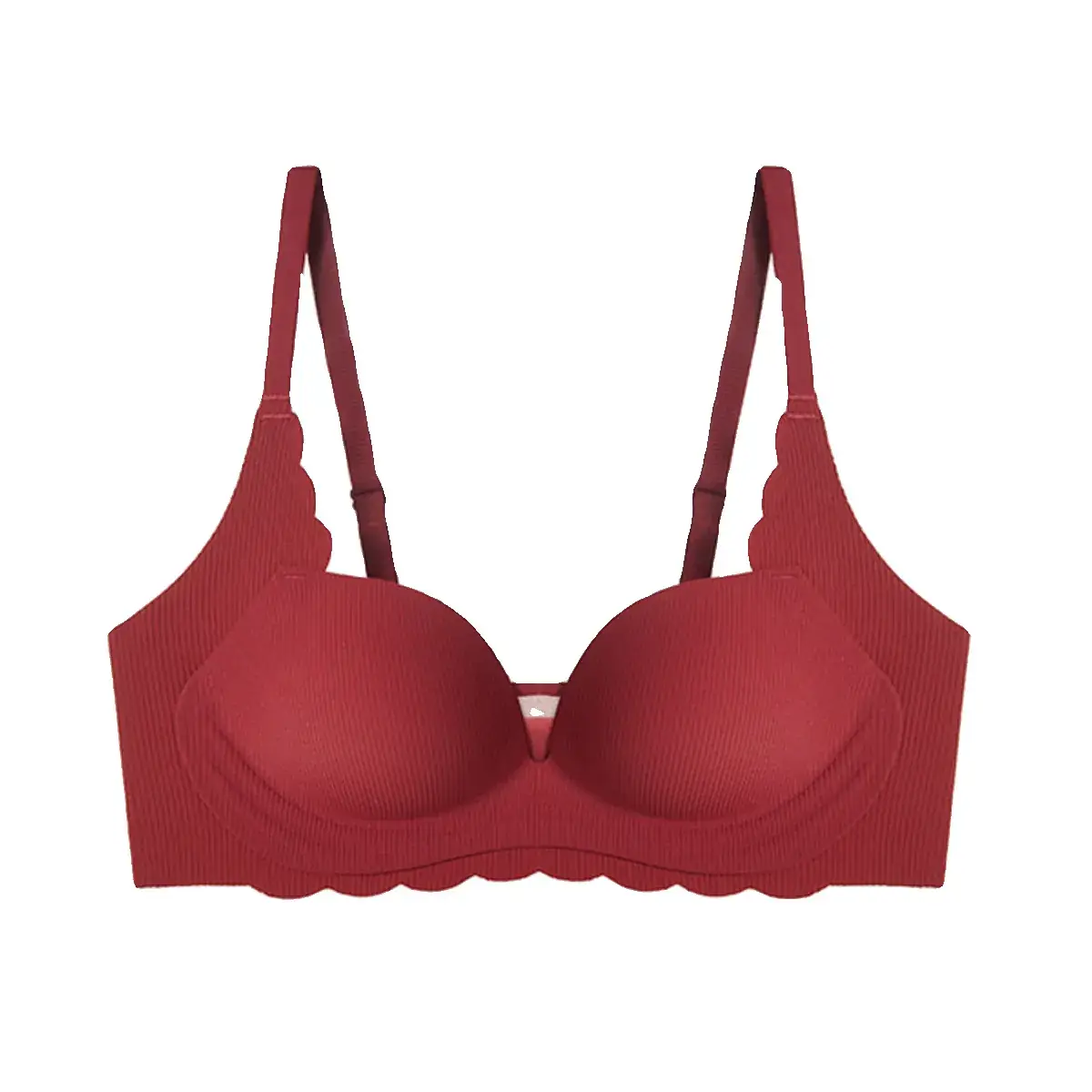 Women's Red Push Up Bra Wireless Anti Sagging - Image 8