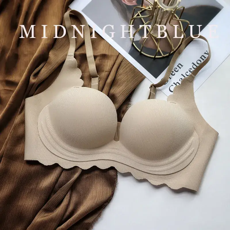 Women's Red Push Up Bra Wireless Anti Sagging — feature 23